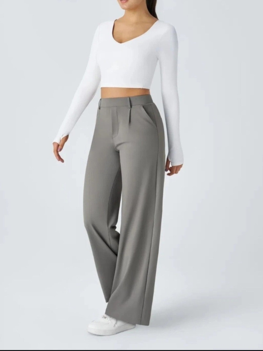Halara Flex DayStretch High Waist Pocket Straight Wide Leg Culotte Work Pants MP